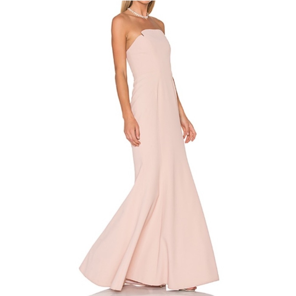 Jill Stuart Blush Academy Gown Nude Pink Crepe Strapless Formal Dress Event Chic